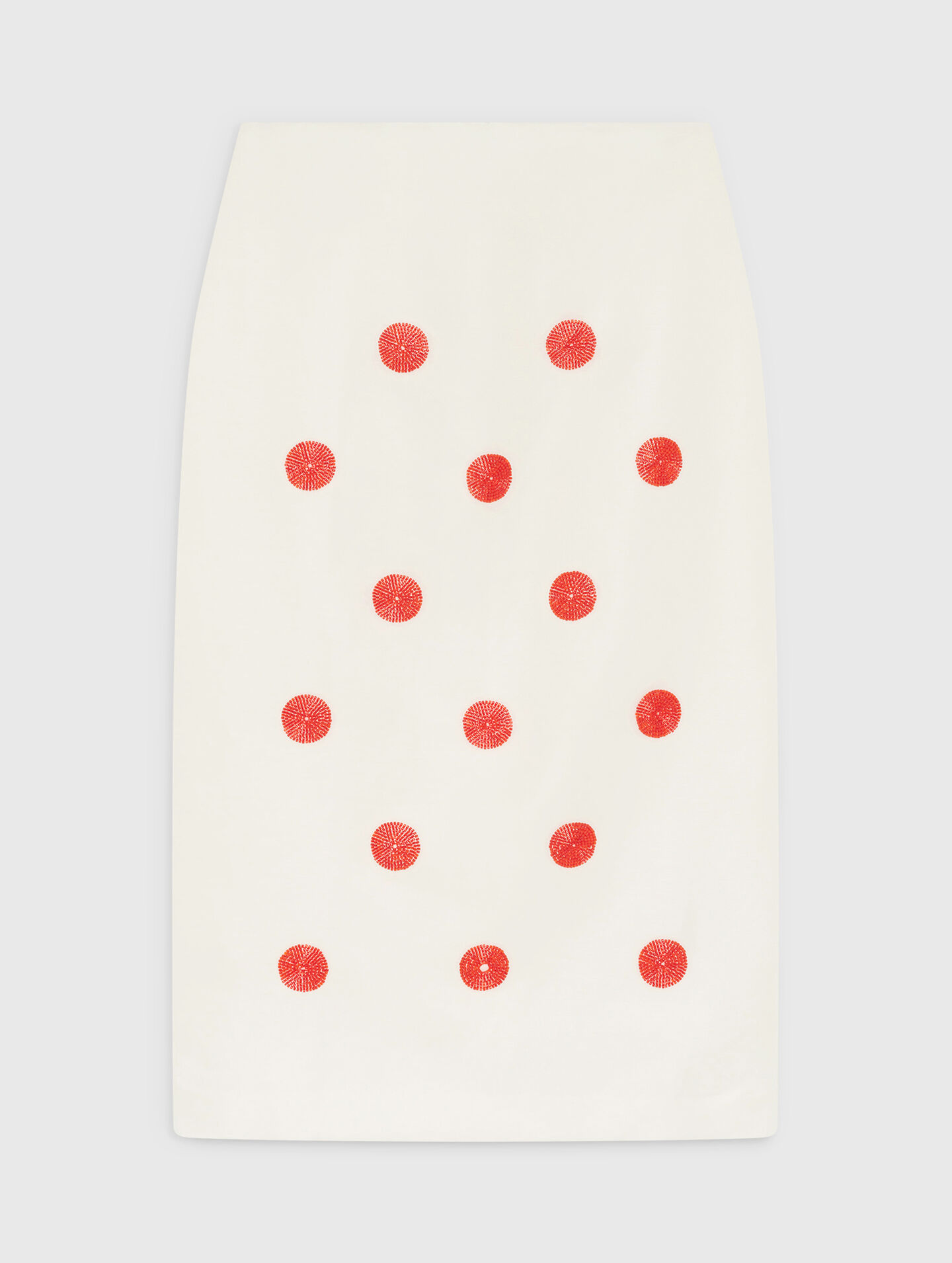 Embroidered linen-silk pencil skirt